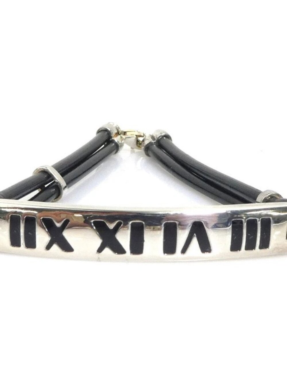 TIFFANY&Co. Atlas ID Plate Bracelet Silver/Black Silver 925/Rubber -